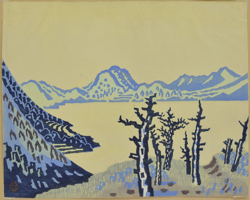 宇治山哲平《小田ノ池》1935、木版、小野忠重版画館蔵