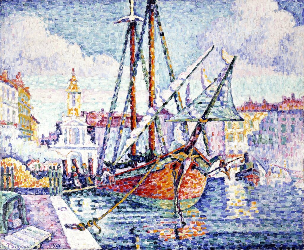 ポール・シニャック《オレンジを積んだ船、マルセイユ》1923年　油彩・カンヴァス