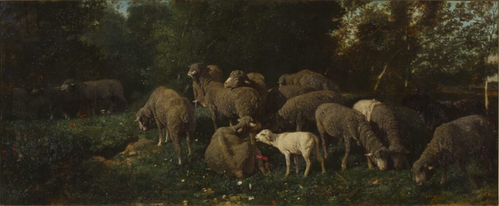 シャルル=エミール・ジャック《森の中の羊の群れ》
