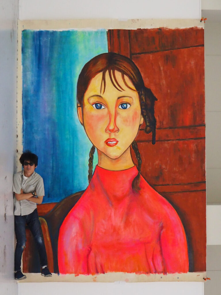 斉と公平太《おさげ髪の少女の拡大模写》