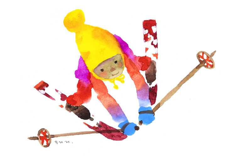 いわさきちひろ スキーをする子ども