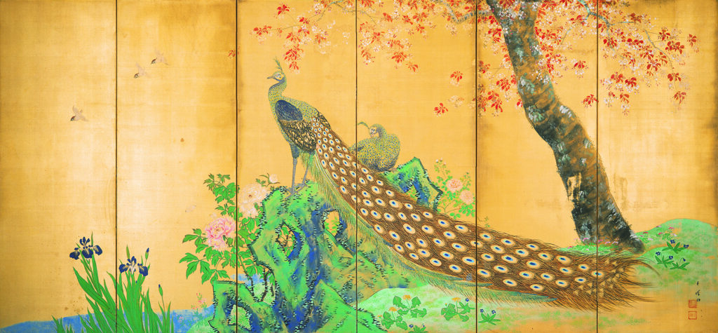 「四季花鳥図」六曲一双(右隻)朝見香城