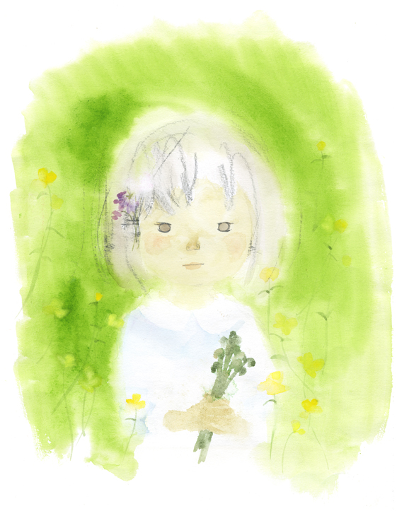 いわさきちひろ わらびを持つ少女