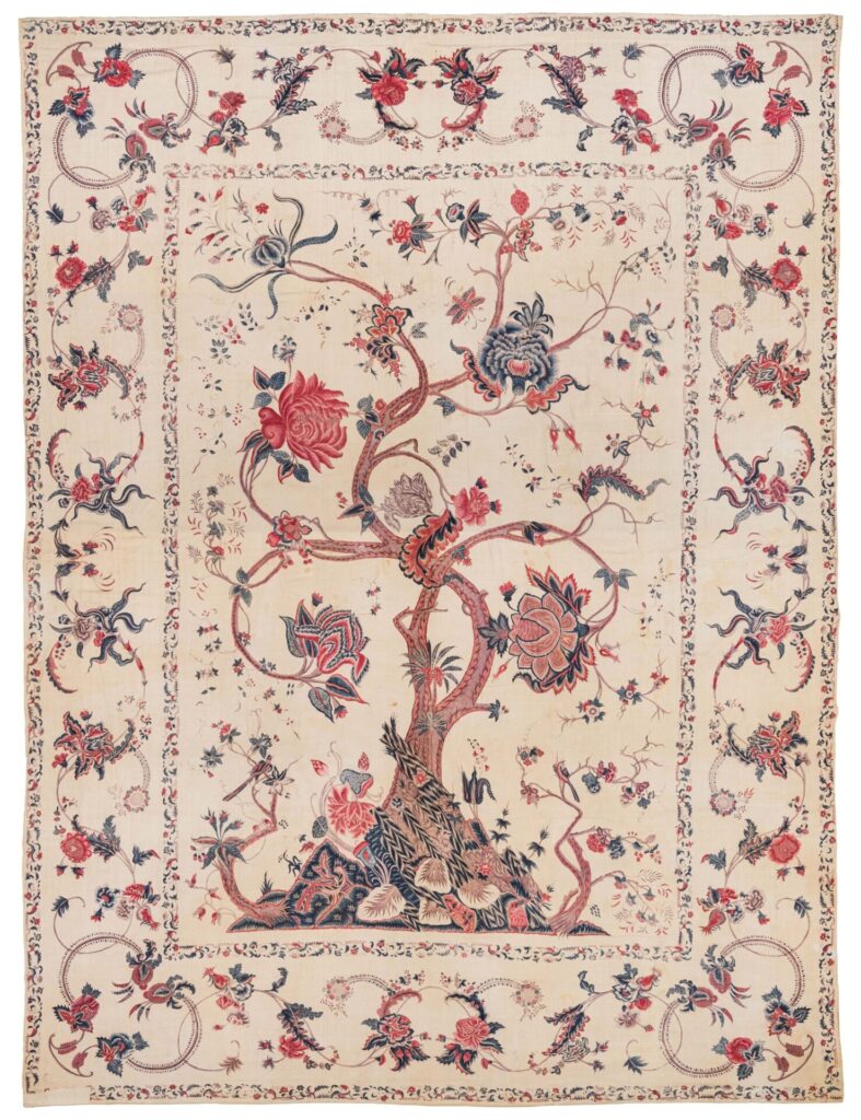 《白地立木形花樹文様更紗掛布(パランポア)》Karun Thakar