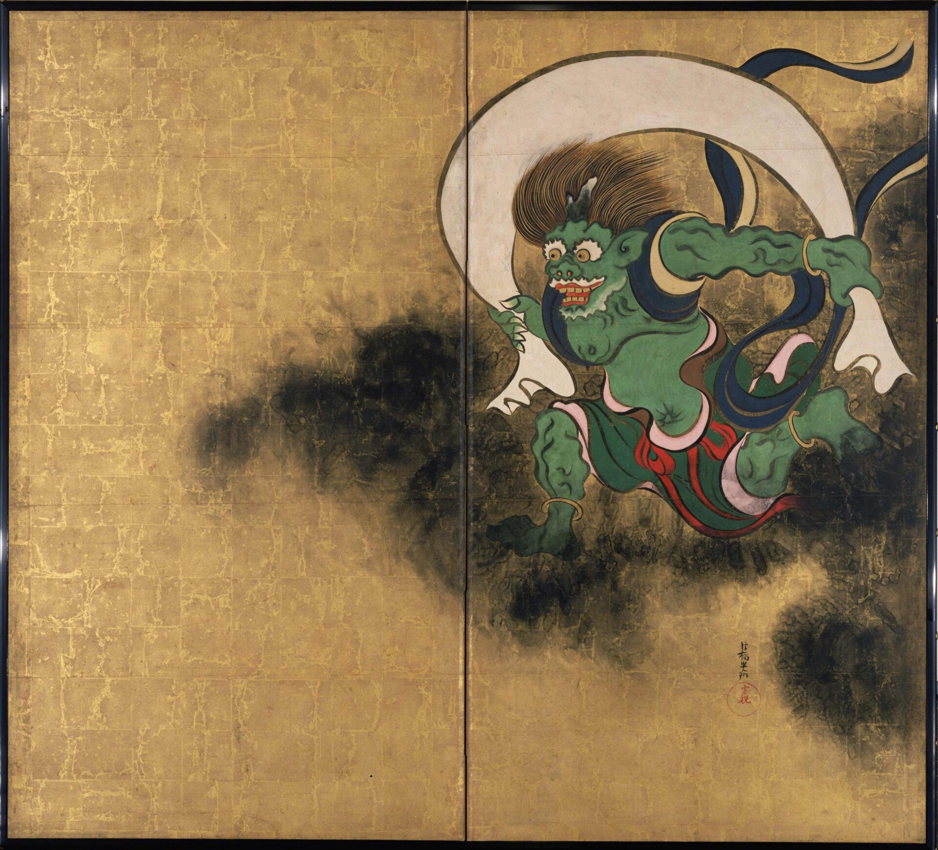 尾形光琳『風神雷神図屏風』右隻 風神(江戸時代・18世紀)