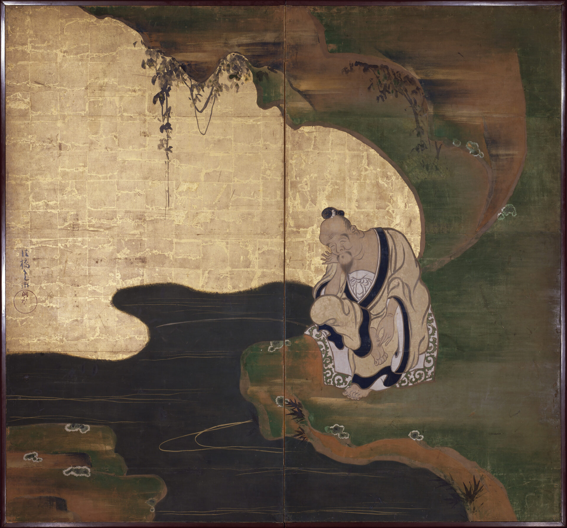 尾形光琳『太公望図屏風』(江戸時代・17世紀)