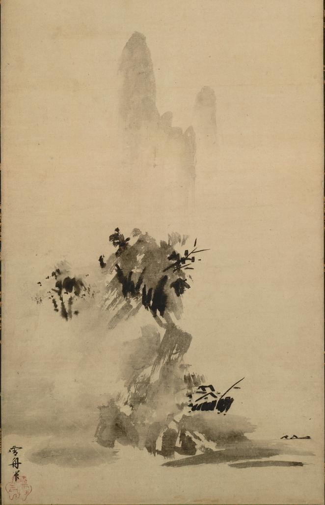 雪舟等楊『破墨山水図』のうち絵の部分（1495年）