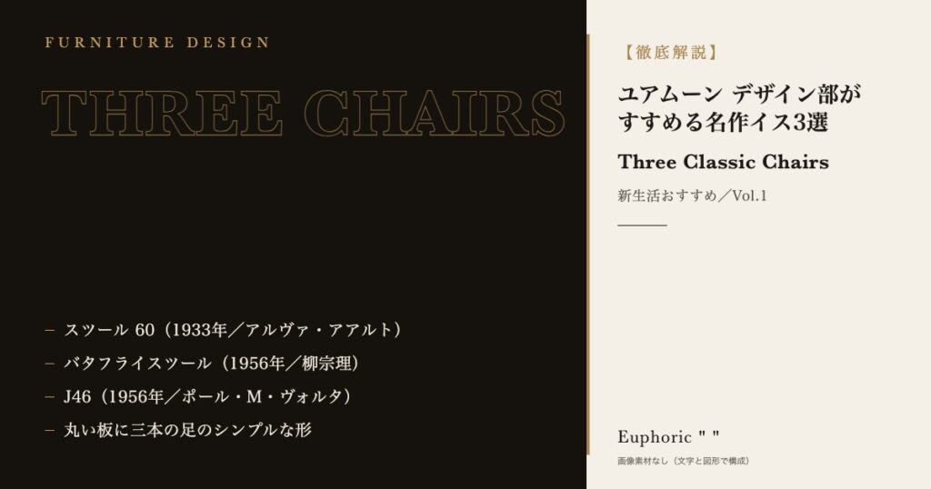 【新生活おすすめ】ユアムーン デザイン部がすすめる厳選名作イス3選！_Vol1