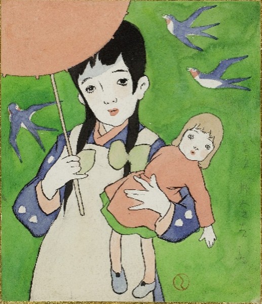竹久夢二《人形（つばめの来る頃）》