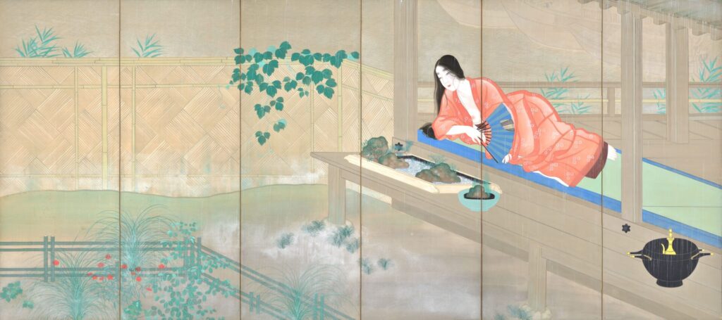 重要文化財　松岡映丘「室君」（左隻）
