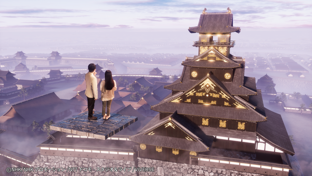 大坂城を見下ろす絶景（NHK VR「サムライの見た夢～幻の豊臣大坂城～」）
