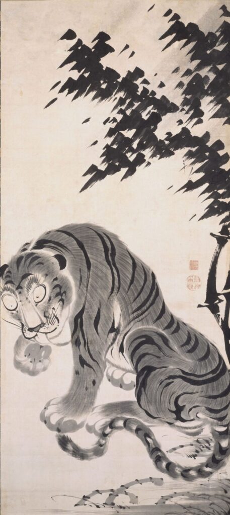 竹虎図（梅荘顕常賛、伊藤若冲）