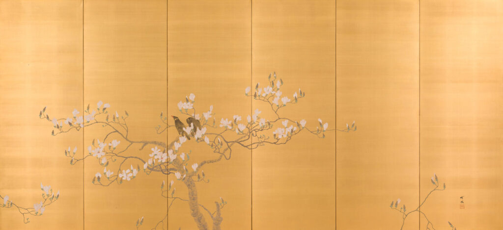 尾竹竹坡《九冠鳥》右隻