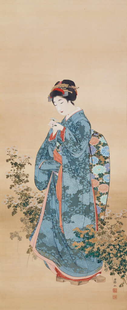 上島鳳山《十二ヵ月美人》のうち「九月 菊花」