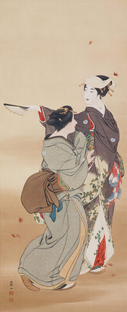 上島鳳山 十二ヶ月美人より「十月 紅葉」