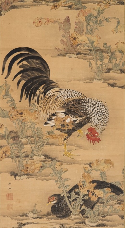 伊藤若冲《蕪に双鶏図》