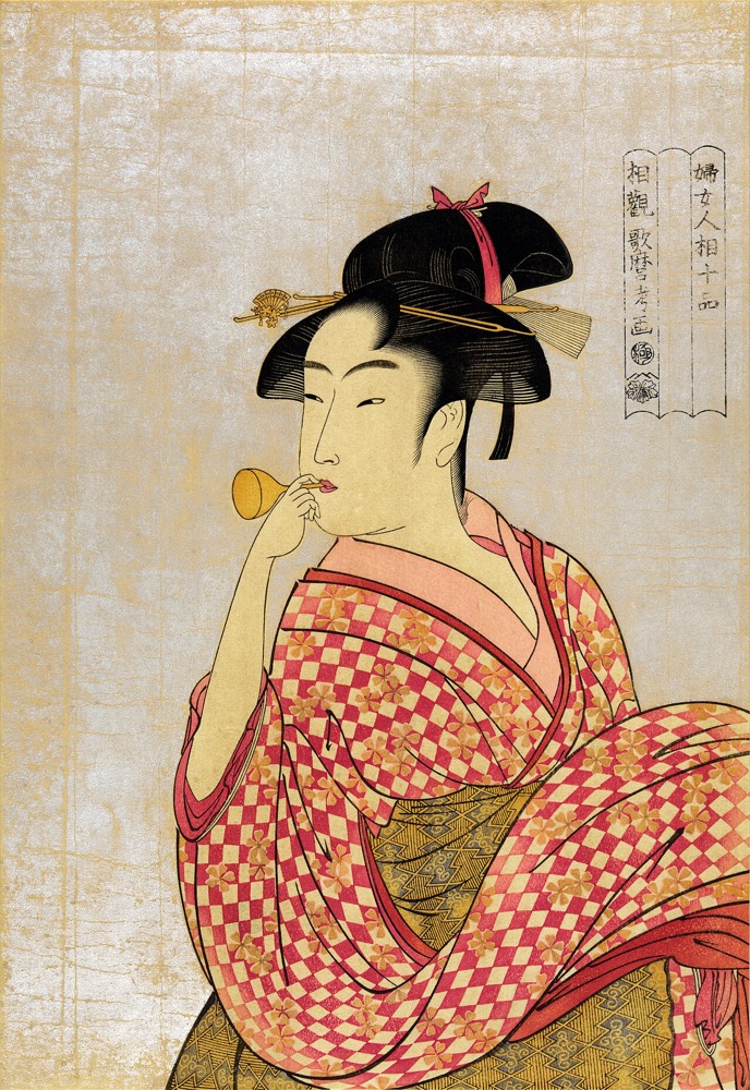喜多川歌麿『ポッピンを吹く娘』(寛政4〜5年・1792〜93年頃)