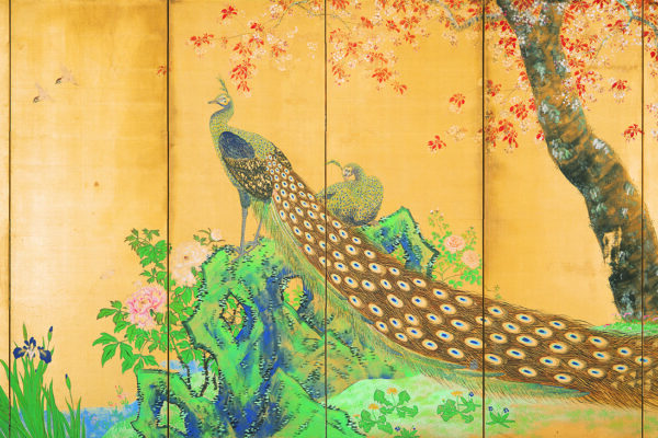 「四季花鳥図」六曲一双（右隻）朝見香城　